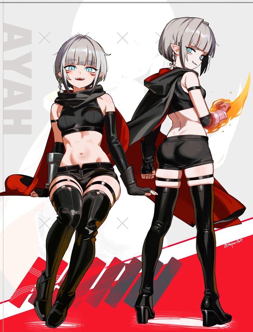 原创 1名女孩 屁股 露肩 黑色靴子 黑色手套