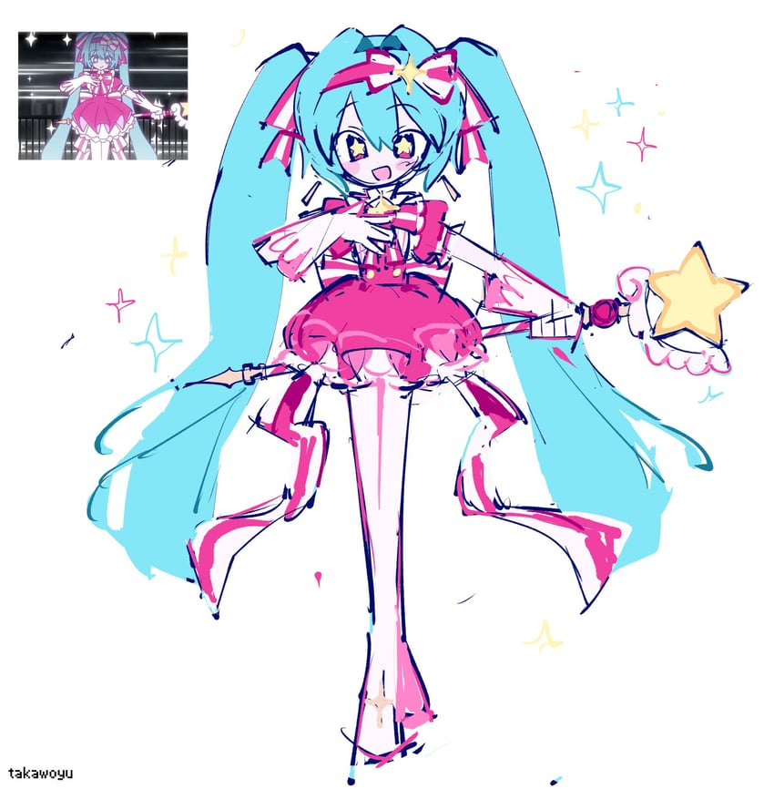 立刻轮回 (Vocaloid)、VOCALOID、初音未来 1名女孩 :D 放射线条/杂草 作者名 后背蝴蝶结