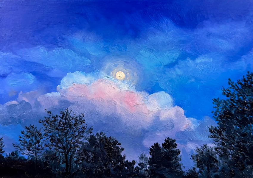 原创 蓝天 云 月亮 夜晚 无人类