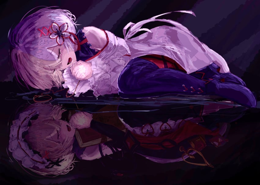 韵律源点 Arcaea、薇塔(Arcaea)、vita (wanderer) (arcaea) 1名女孩 露肩 黑色连衣裙 黑色丝带 黑鞋
