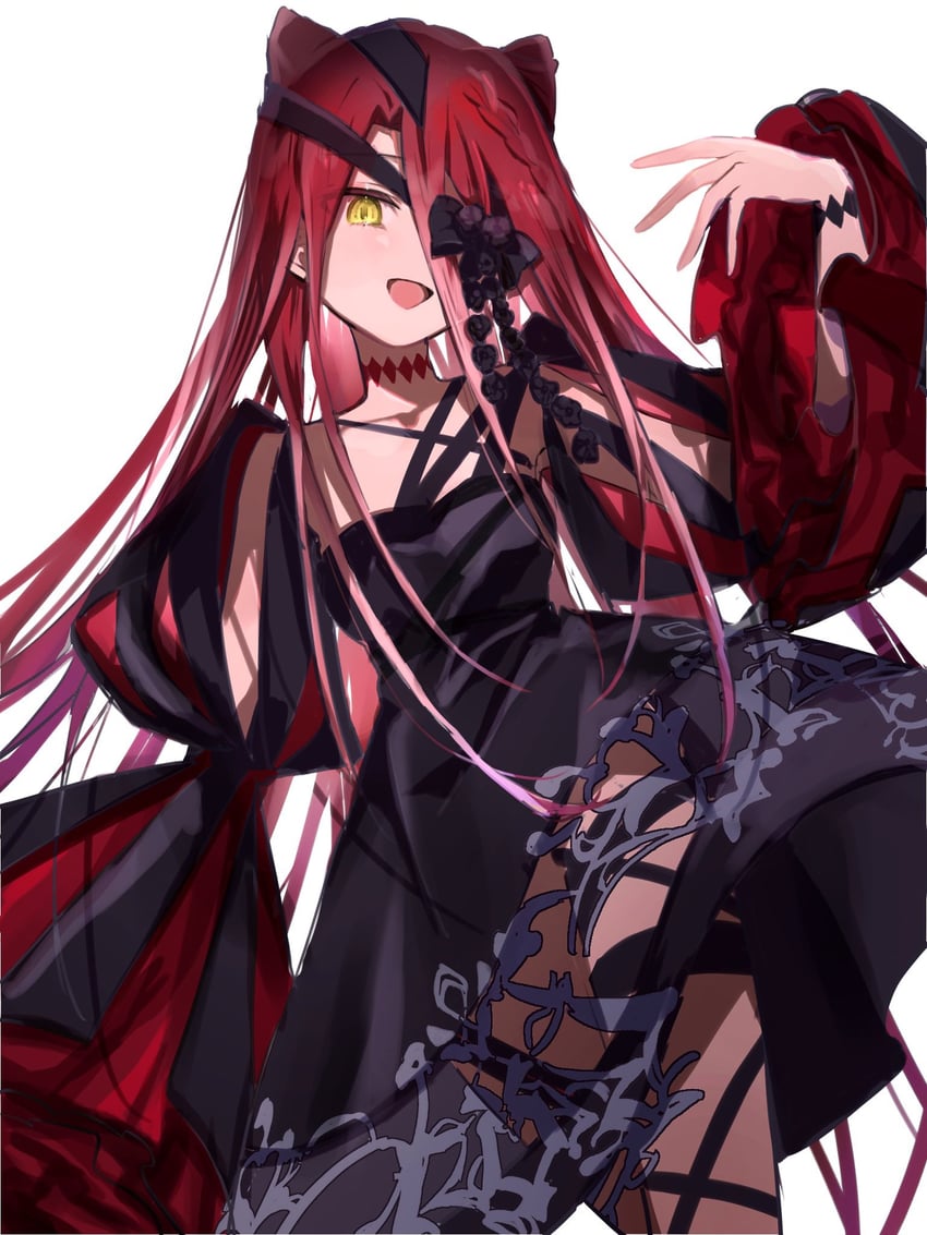 Fate/Grand Order、Fate系列、堤丰·厄斐墨洛斯 (Fate) 1名女孩 露肩 黑色连衣裙 蝴蝶结 辫子