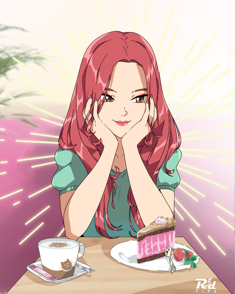 原创、sun hee (r3dfive) 1名女孩 水蓝色衬衫 作者标志 作者名 棕眼睛
