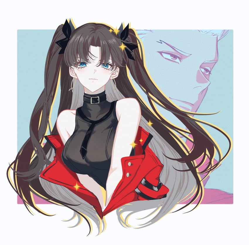 Fate/stay night、Fate系列、崩坏：星穹铁道 1名男孩 1名女孩 露肩 皮带项圈 黑发