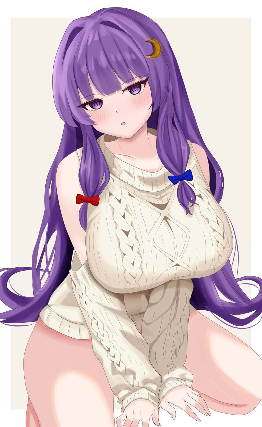 东方Project、帕秋莉·诺蕾姬 1名女孩 替换服装 齐刘海 边框 乳房