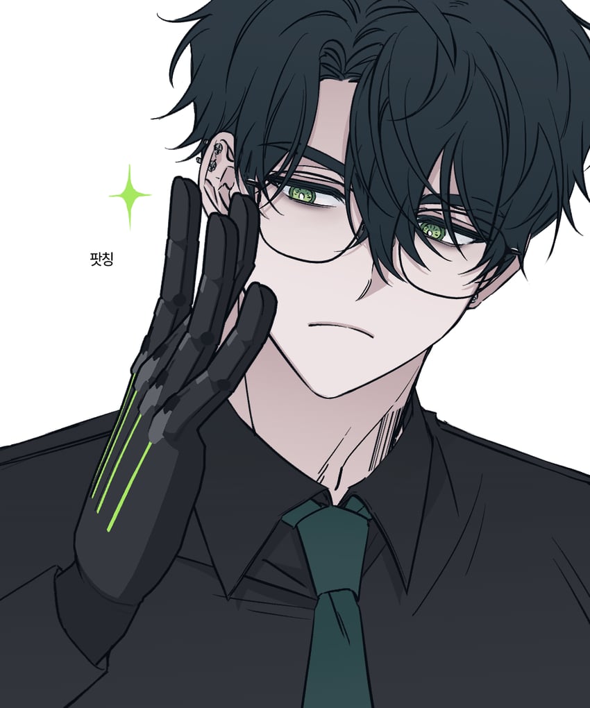 斯可希主义、机器弗罗斯特 1名男孩 调整眼镜 条形码 条形码纹身 黑发