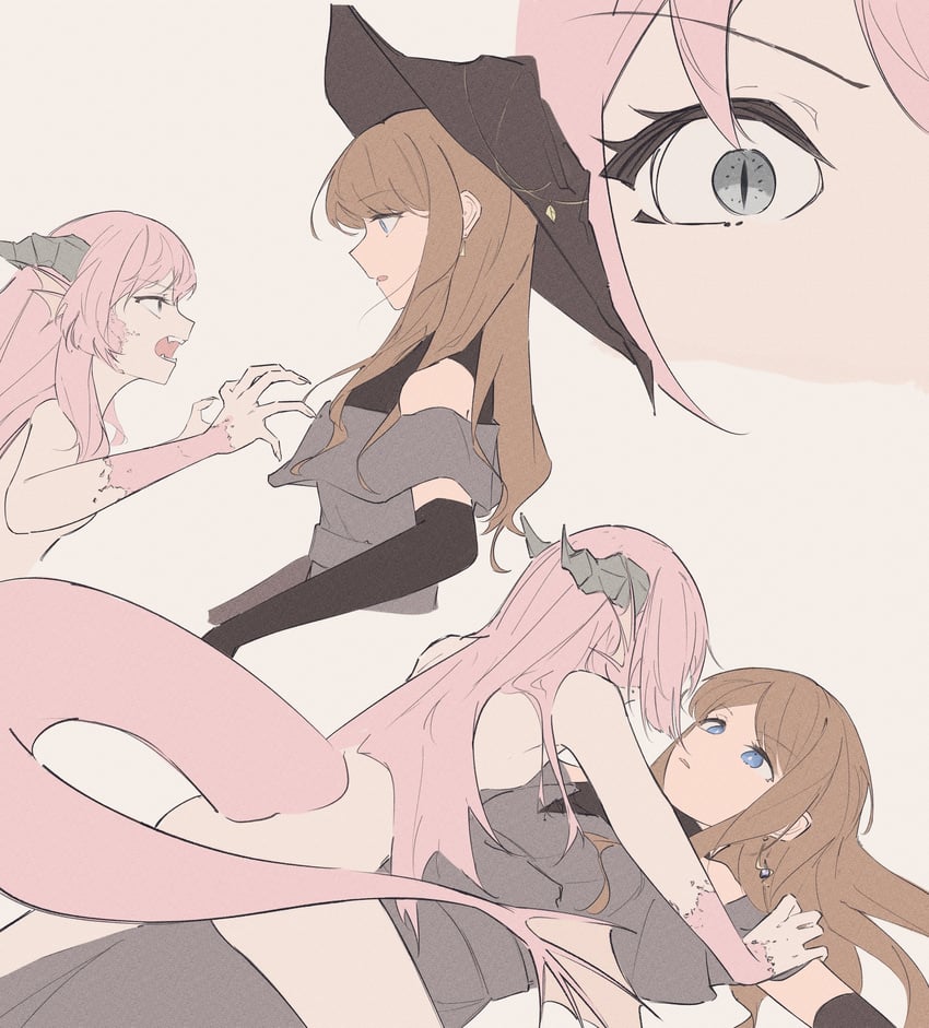 BanG Dream!、Bang Dream! It's MyGO!!!!!、千早爱音 2名女孩 黑帽子 蓝眼 乳房 棕发
