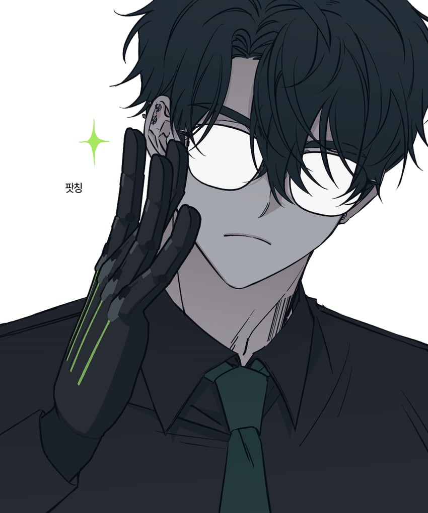 斯可希主义、机器弗罗斯特 1名男孩 调整眼镜 条形码 条形码纹身 黑发