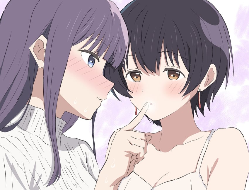 神稻牡丹：醉态如百合之花、张君兰、郡上奏 2名女孩 黑发 蓝眼 脸红 棕眼睛
