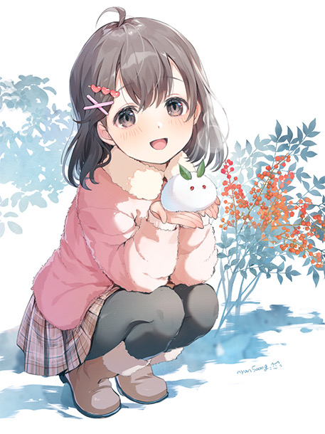 原创 1名女孩 黑发 黑色连裤袜 脸红 靴子