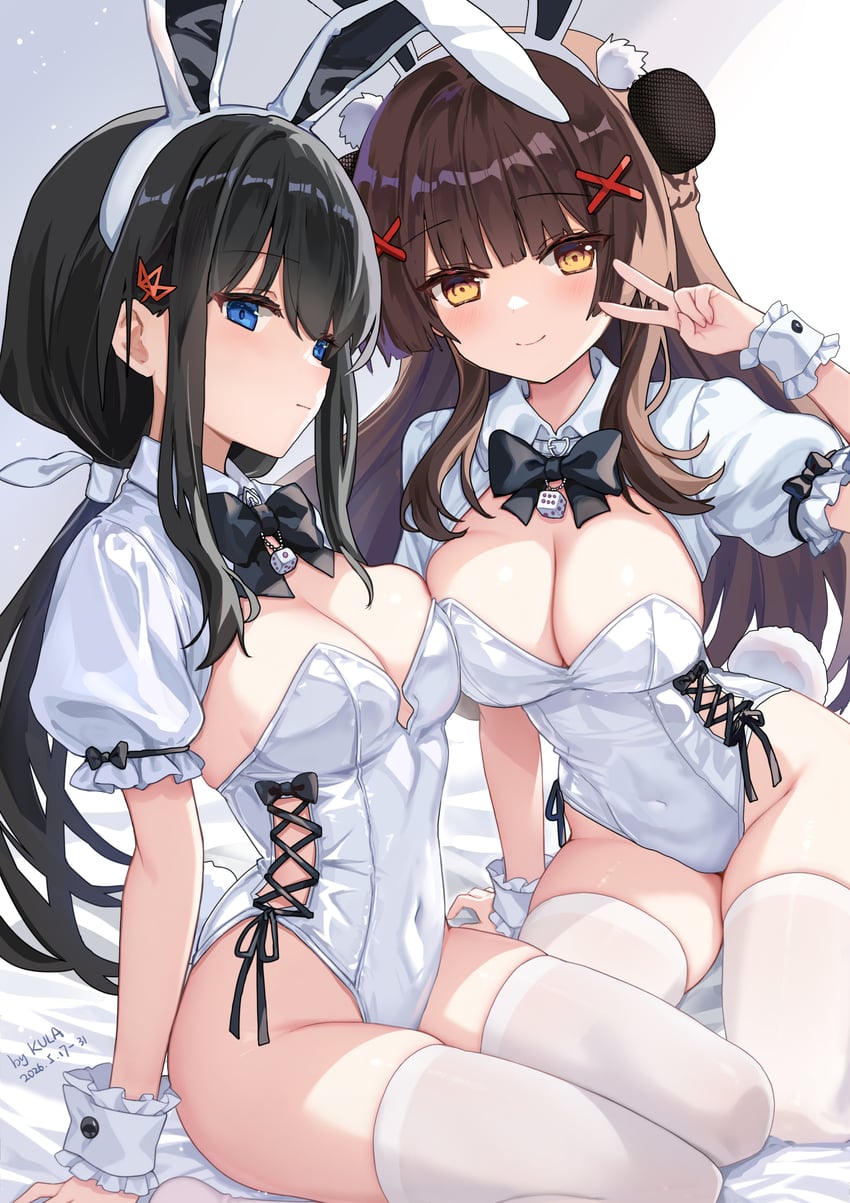 原创 2名女孩 兽耳发箍 兽耳 作者名 床单