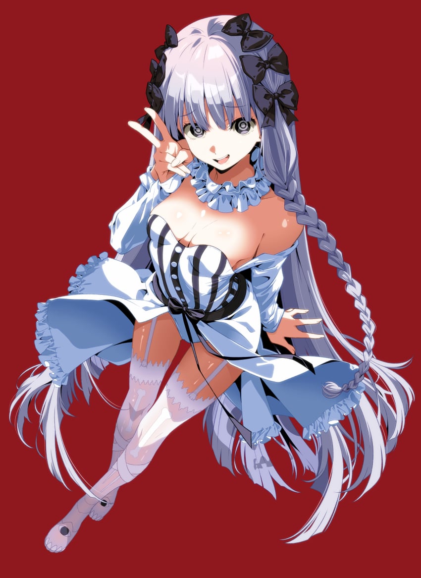 Fate/strange Fake、Fate系列、弗兰切斯卡·普雷拉蒂 (Fate) 1名女孩 露肩 蝴蝶结 辫子 乳房