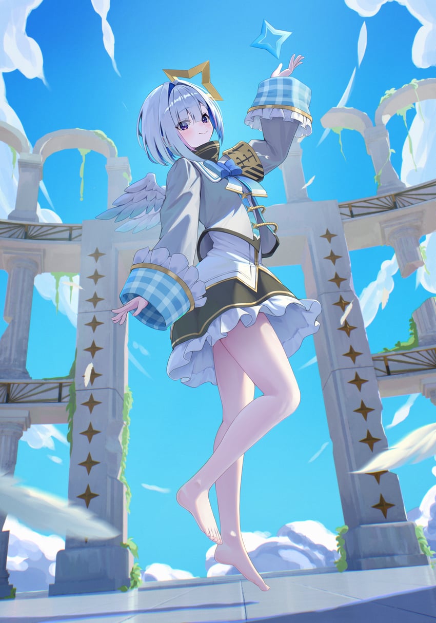 Hololive、天音彼方、天音彼方 (第一套服装) 1名女孩 饰绪 天使翅膀 举手 臂章