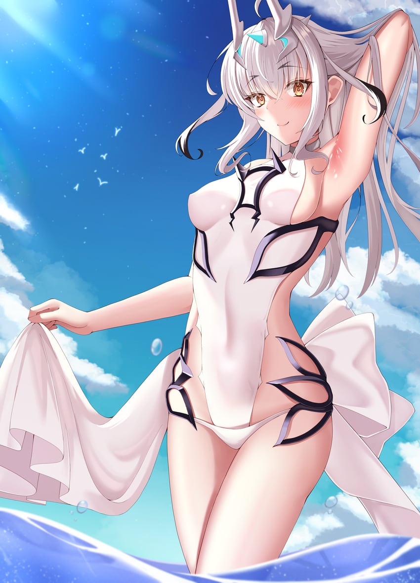 Fate/Grand Order、Fate系列、美露莘 (Fate) 1名女孩 腋下 举起双手 裸臂 裸腿
