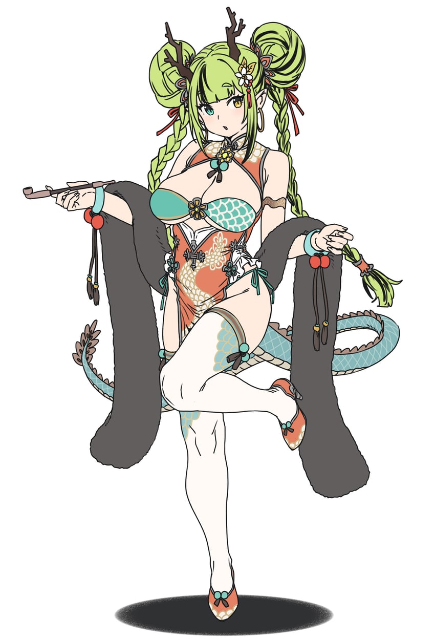 原创 1名女孩 黑发 乳房 旗袍 中国风服饰