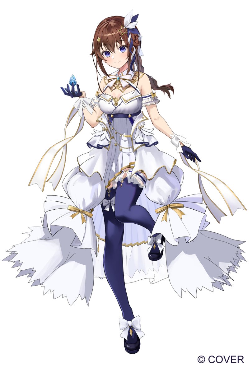 Hololive、时乃空、时乃空（2022生日） 1名女孩 臂环 黑鞋 蓝眼 蓝色手套