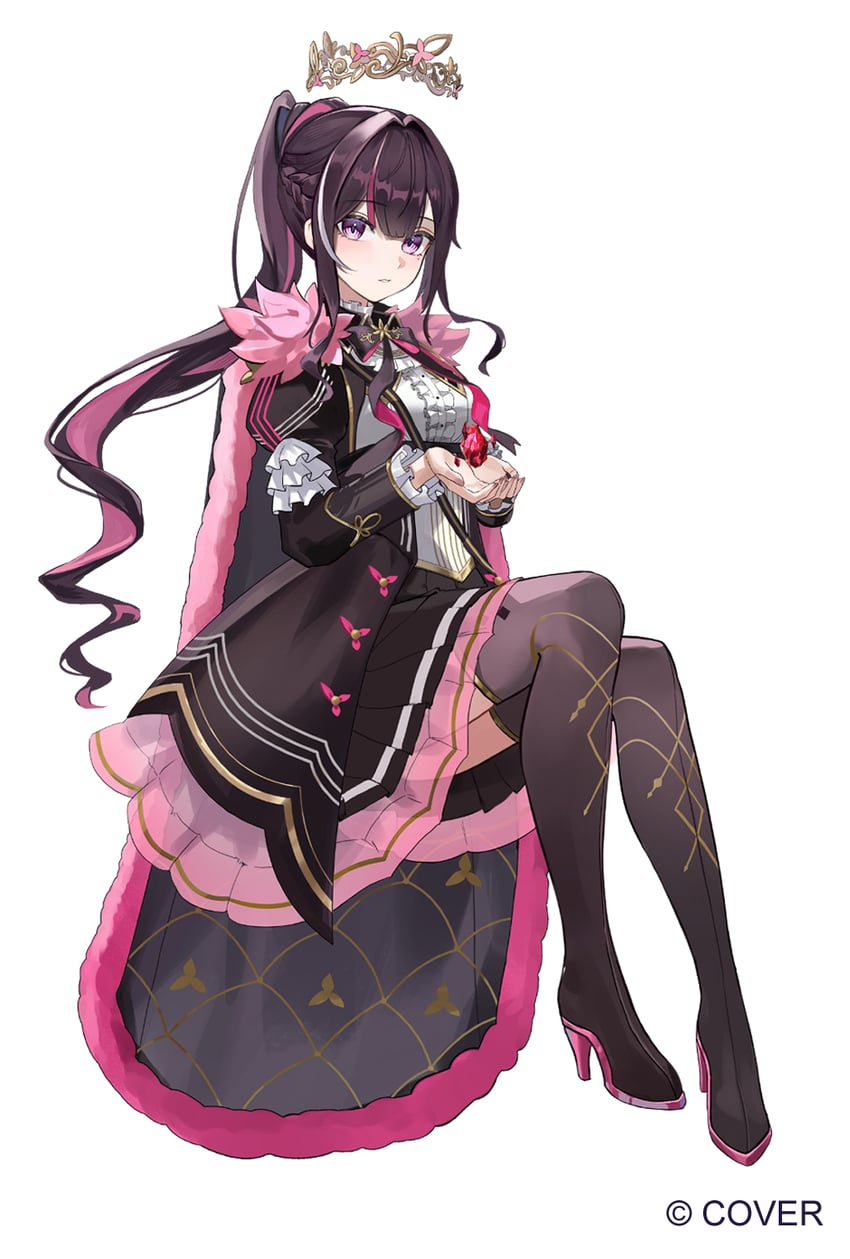 Hololive、AZKi、AZKi (首席歌姬) (Hololive) 1名女孩 黑色靴子 黑色蝴蝶结 黑色蝶形领结 黑色披肩