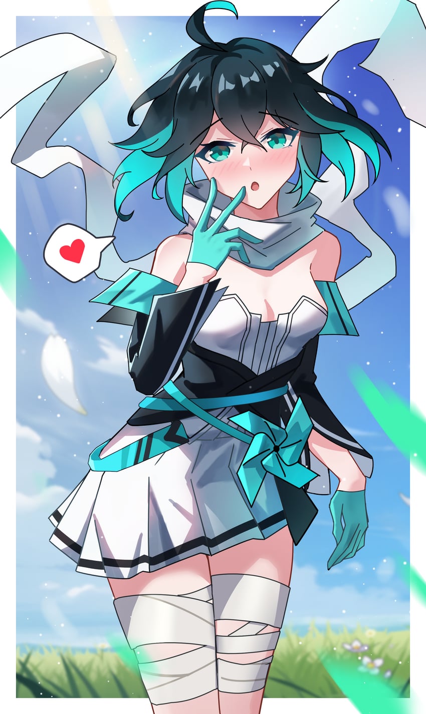 崩坏系列、崩坏3、wendy (honkai impact) 1名女孩 惊讶 呆毛 缠着绷带的腿 绷带