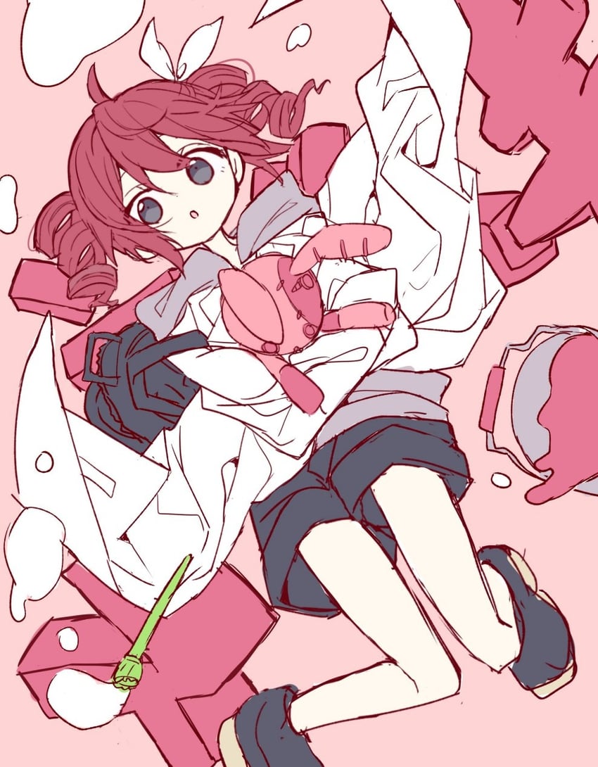 赛音 (Synthesizer V)、重音Teto 1名女孩 惊讶 呆毛 背包 包