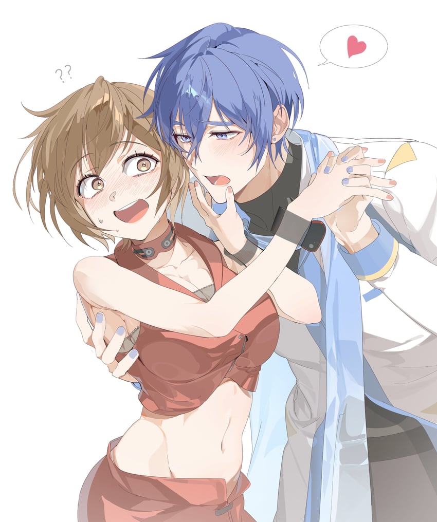 VOCALOID、KAITO、MEIKO 1名男孩 1名女孩 问号 ？？ 蓝眼