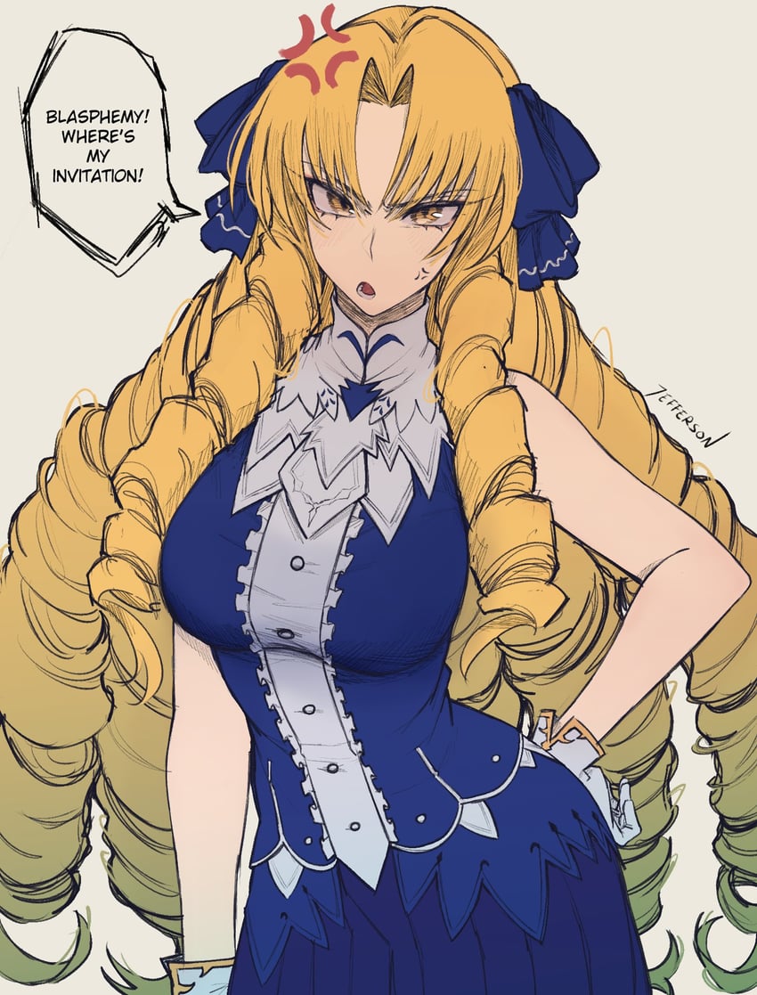 Fate/hollow ataraxia、Fate系列、露维亚瑟琳塔·艾德费尔特 1名女孩 青筋 生气 露肩 金发