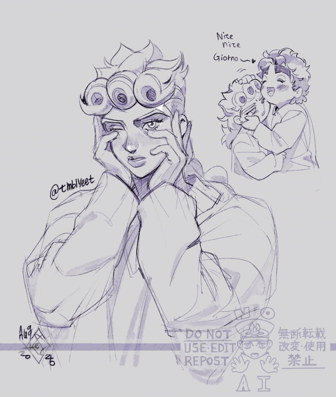 JOJO的奇妙冒险、幻影血脉、黄金之风 2个男孩 脸红 父亲与孩子 父子 作品内联动