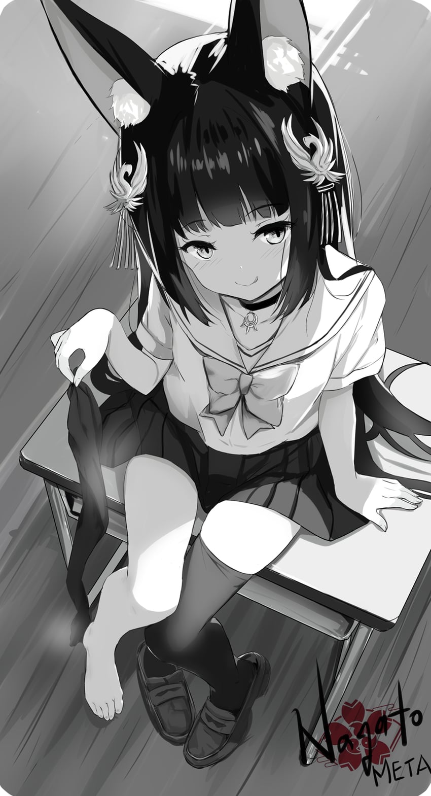 碧蓝航线、长门 (碧蓝航线)、长门 (META) (碧蓝航线) 1名女孩 替换服装 兽耳毛 兽耳 蝴蝶结