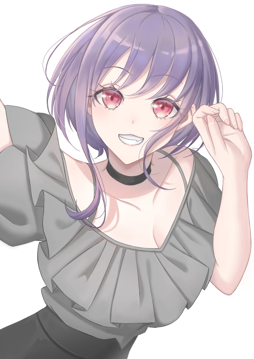 BanG Dream!、Bang Dream! It's MyGO!!!!!、祐天寺若麦 1名女孩 黑色项圈 乳房 项圈 乳沟