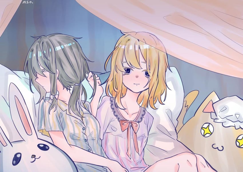 东方Project、玛艾露贝莉·赫恩、宇佐见莲子 2名女孩 替换服装 作者名 卧室 黑发