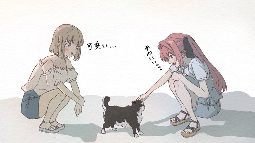 神稻牡丹：醉态如百合之花、上伊那牡丹、砺波伊吹 2名女孩 露肩 黑色丝带 蓝眼 脸红
