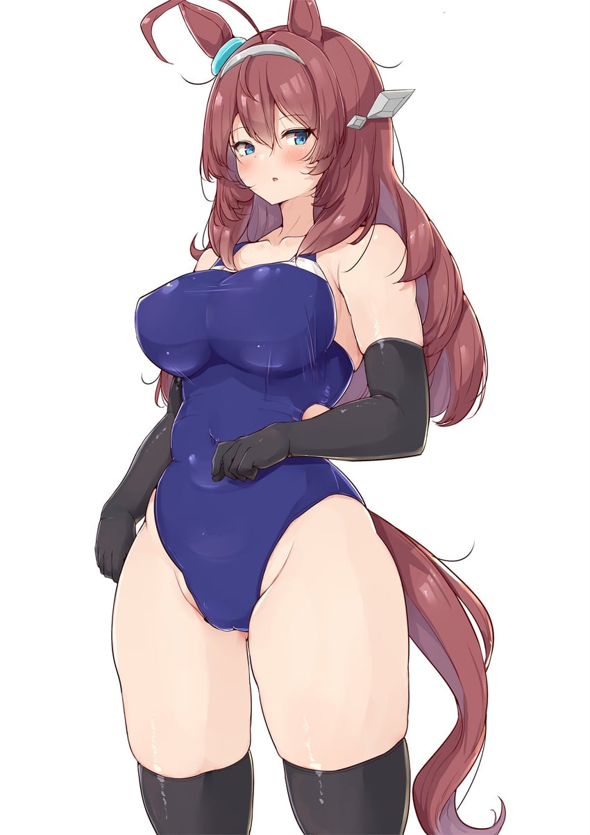 赛马娘、美浦波旁 (赛马娘) 1名女孩 呆毛 兽耳 黑色手套 黑色过膝袜