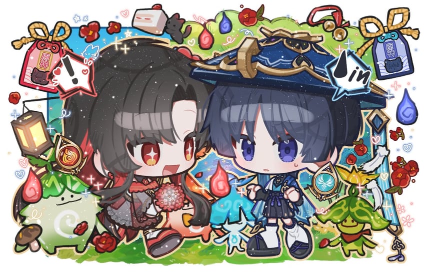 原神、原创、阿菈利卡（原神） ! +_+ 1名男孩 1名女孩 风元素标志 (原神)
