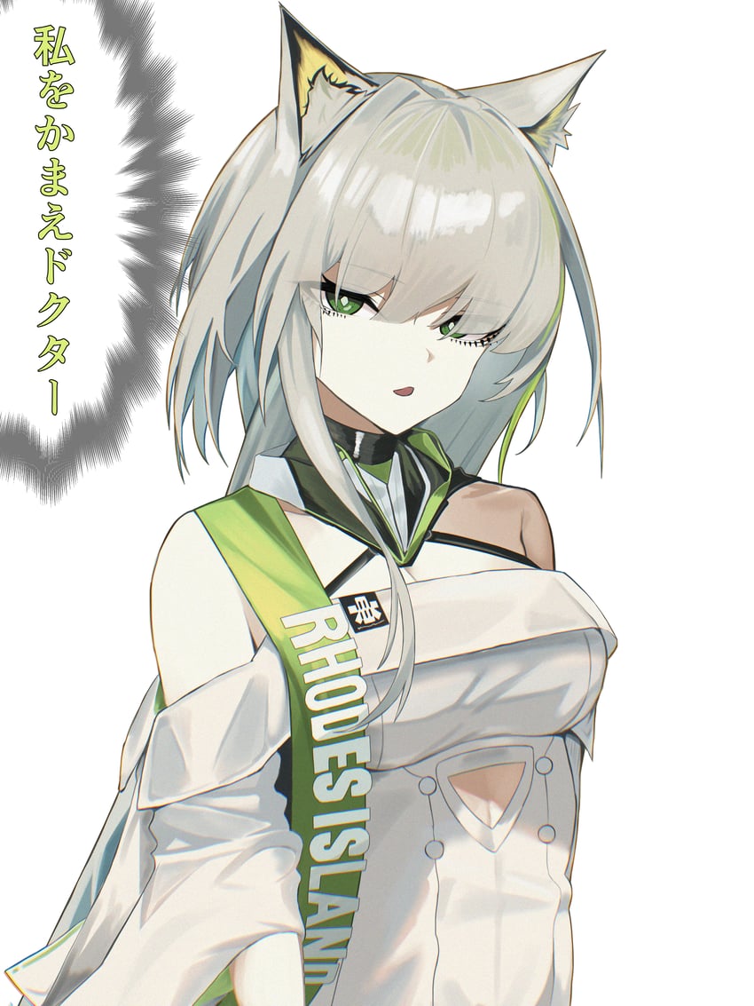 明日方舟、凯尔希 (明日方舟)、凯尔希·艾斯帕兰塔 (明日方舟) 1名女孩 兽耳毛 兽耳 露肩 乳房
