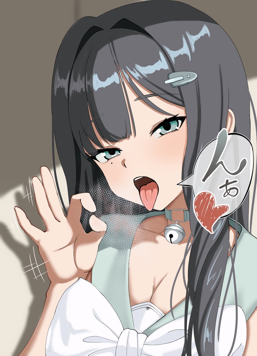 胜利女神：妮姬、薄荷 (清新薄荷) (胜利女神：妮姬)、薄荷 (妮姬) 1名女孩 不对称刘海 铃铛 黑发 蓝眼