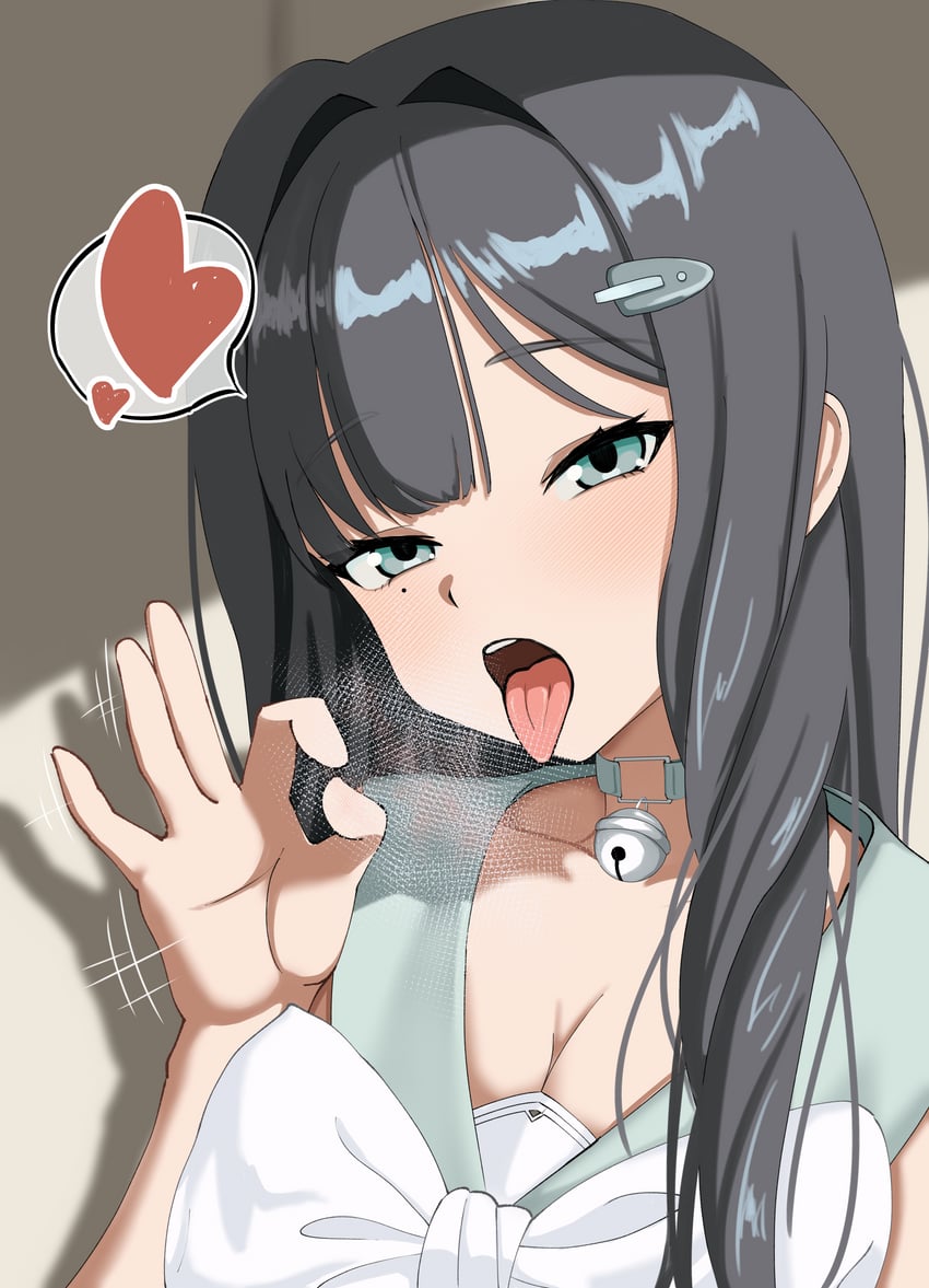 胜利女神：妮姬、薄荷 (清新薄荷) (胜利女神：妮姬)、薄荷 (妮姬) 1名女孩 不对称刘海 铃铛 黑发 蓝眼