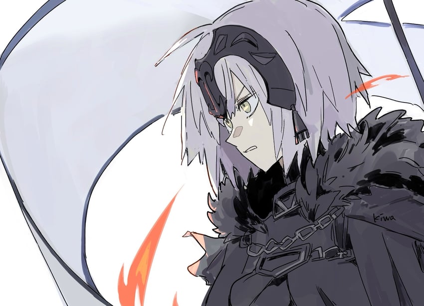 Fate/Grand Order、Fate系列、贞德·Alter (复仇者) (Fate) 1名女孩 呆毛 铠甲 作者名 战旗