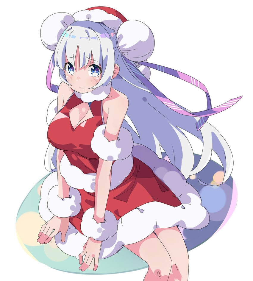 原创 1名女孩 露肩 蓝眼 脸红 乳房
