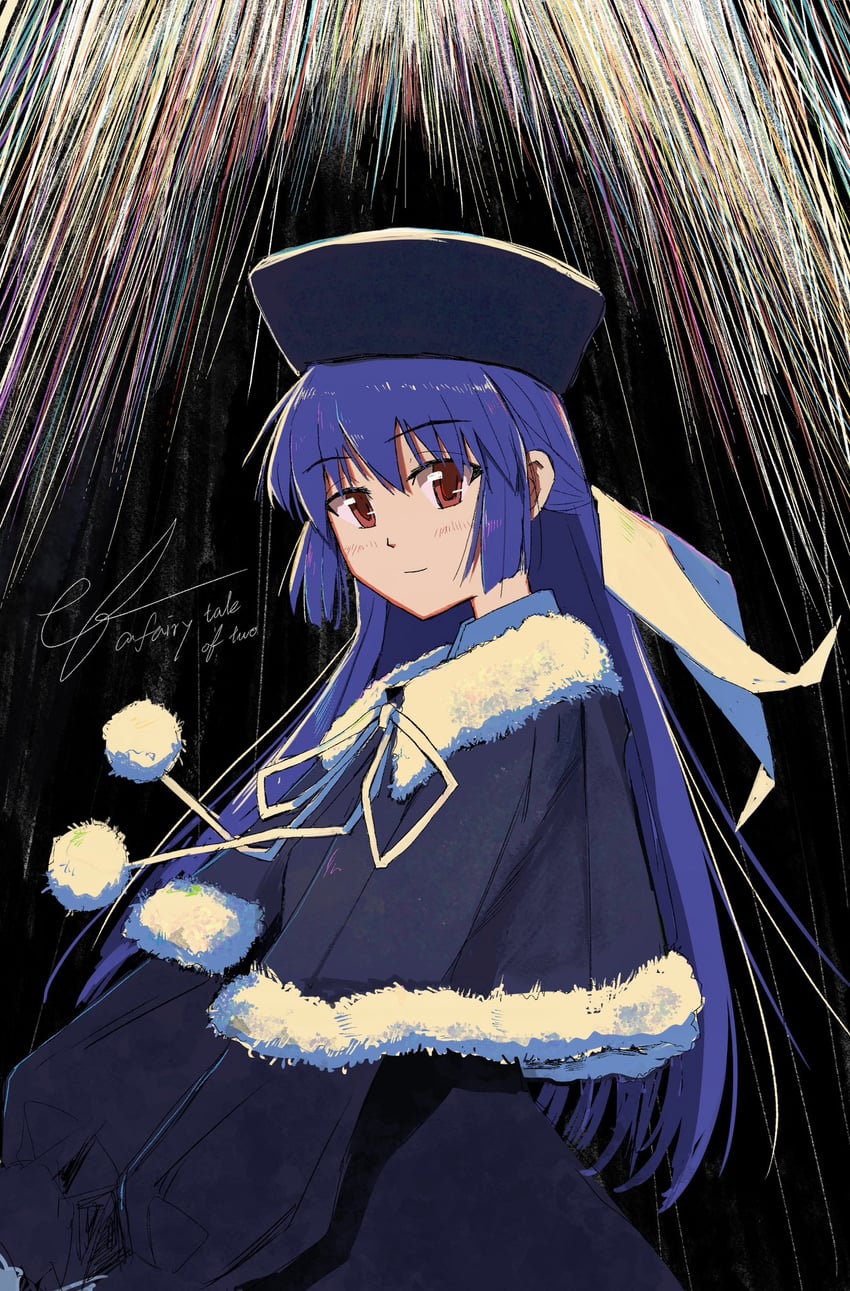 ef - a fairy tale of the two.、雨宫优子 1名女孩 异色发 黑色小披肩 黑色连衣裙 黑帽子