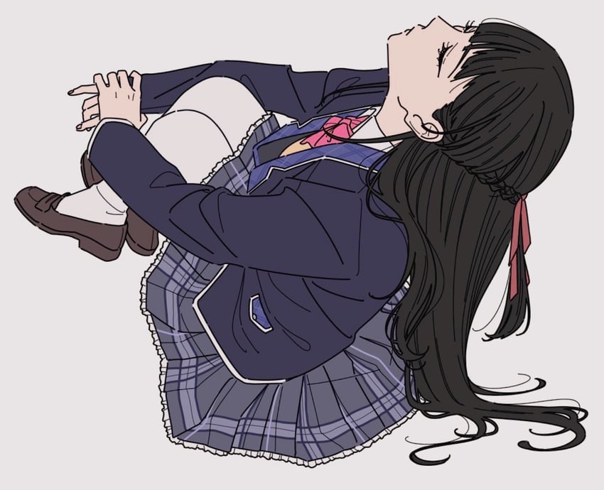 彩虹社、月之美兔、月之美兔 (第一套服装) 1名女孩 黑发 西装外套 开襟衫 闭眼