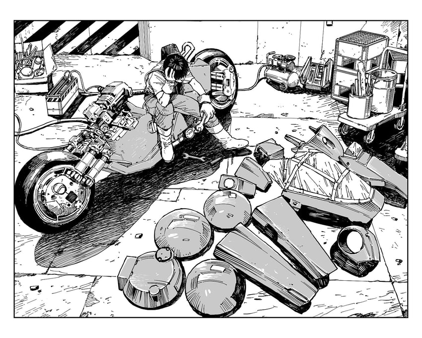 阿基拉 (漫画)、金田正太郎 (阿基拉) 1名男孩 自行车 靴子 边框 盒子