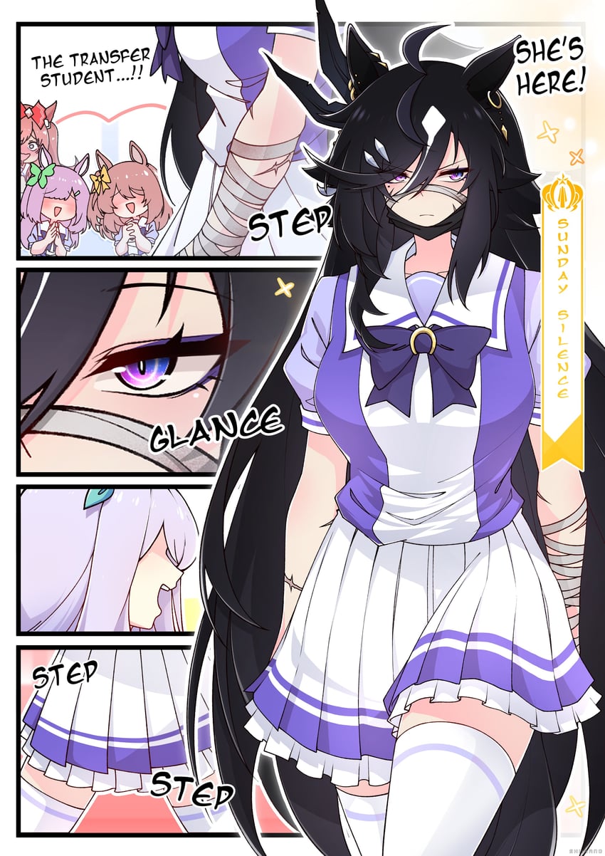 原创、现实生活、赛马娘 兽耳 绷带 黑发 漫画 耳标