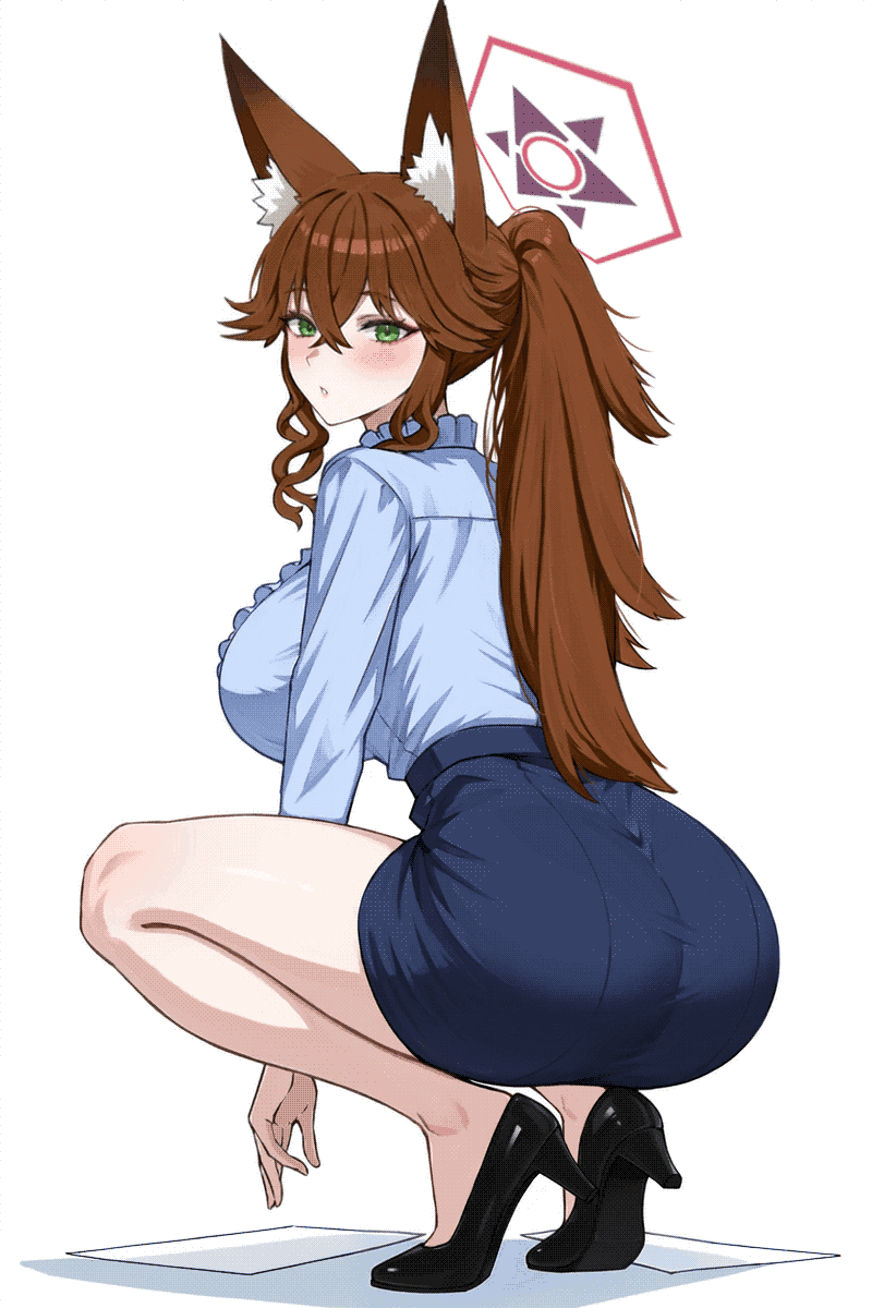 蔚蓝档案、原创、karuizawa mayumi 1名女孩 兽耳毛 兽耳 屁股 黑鞋