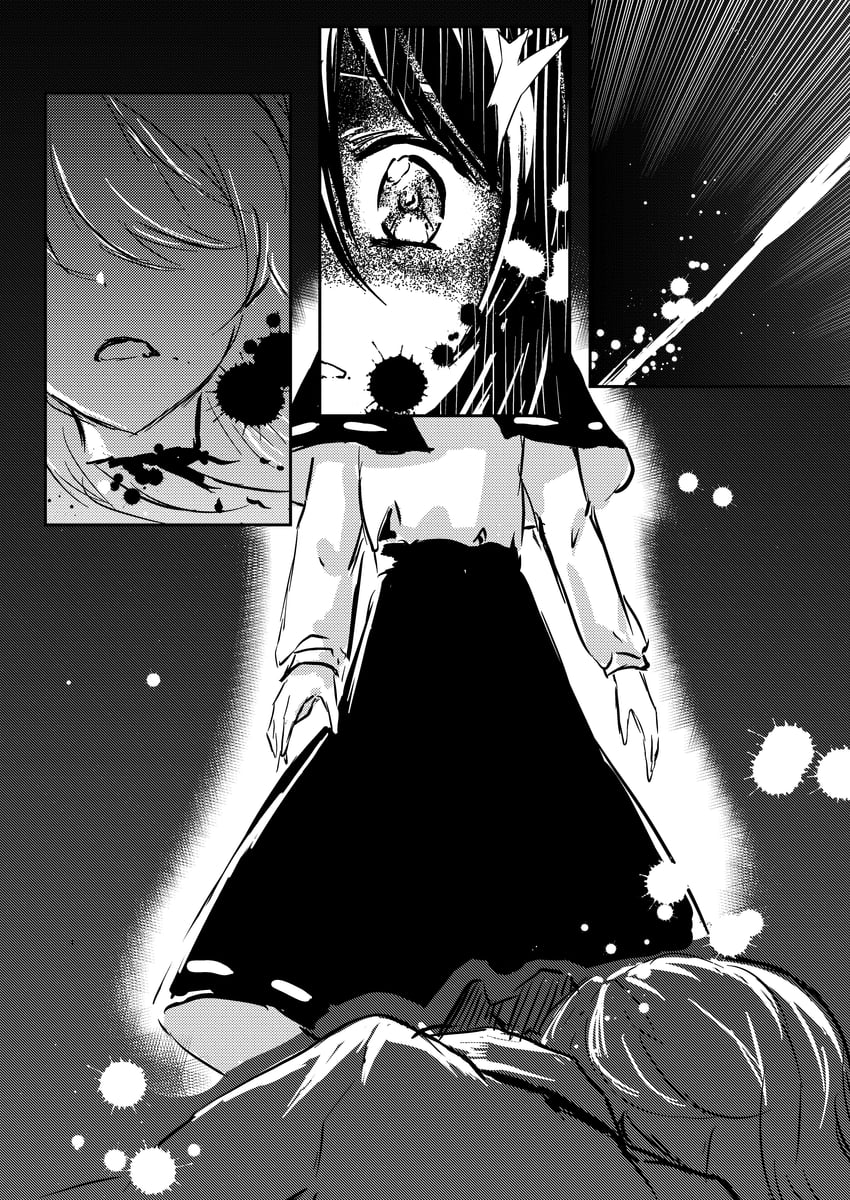 东方Project、玛艾露贝莉·赫恩、宇佐见莲子 2名女孩 血 小披肩 有领衬衫 漫画