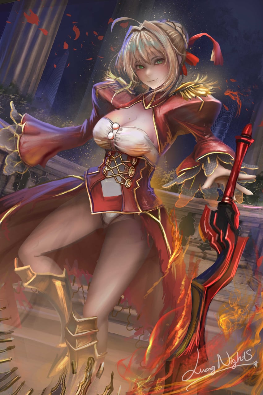 Fate/Grand Order、Fate系列、尼禄·克劳狄乌斯 (Fate) 1名女孩 呆毛 金发 辫子 编发基底
