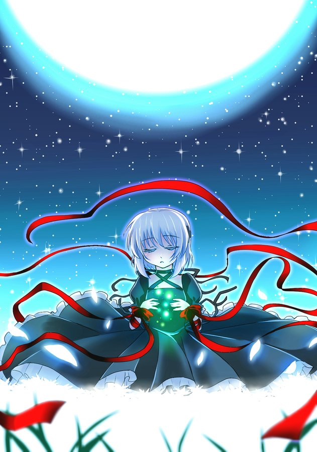 Rewrite、篝 (Rewrite) 1名女孩 臂部丝带 黑色项圈 黑色连衣裙 蝴蝶结