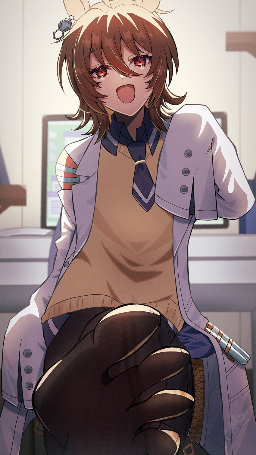 赛马娘、爱丽速子 (赛马娘) 1名女孩 :D 兽耳 黑色连裤袜 模糊