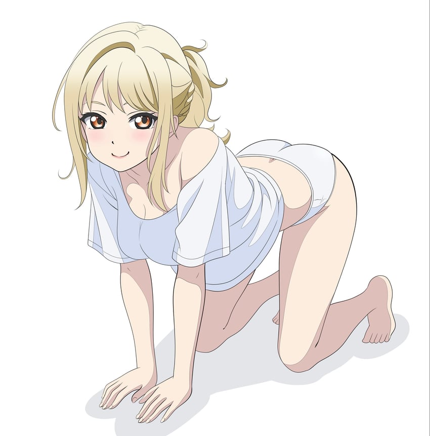 Love Live!、Love Live! 虹咲学园学园偶像同好会、宫下爱 1名女孩 四肢着地 屁股 金发 乳房