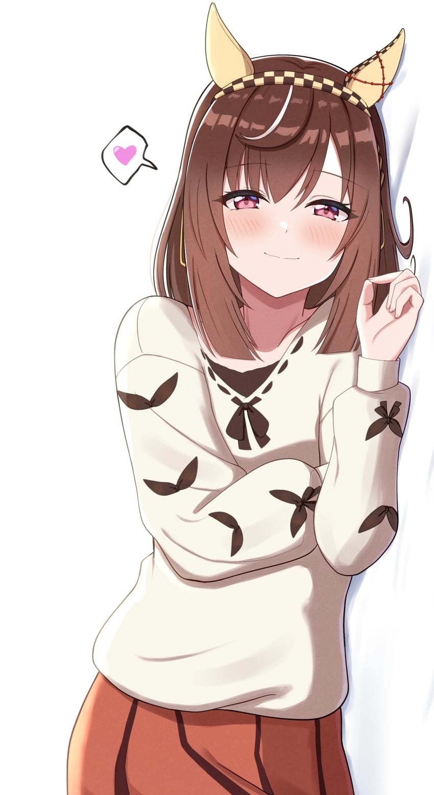 赛马娘、美景 (便装) (赛马娘)、迷人景致 (赛马娘) 1名女孩 兽耳 棕发 棕色裙子 休闲装