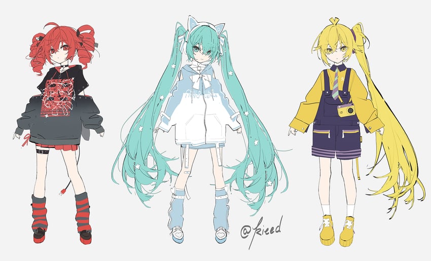 三笨蛋 (Vocaloid)、VOCALOID、亚北音留 呆毛 水色瞳 水色发 黑色袖子 钻头发