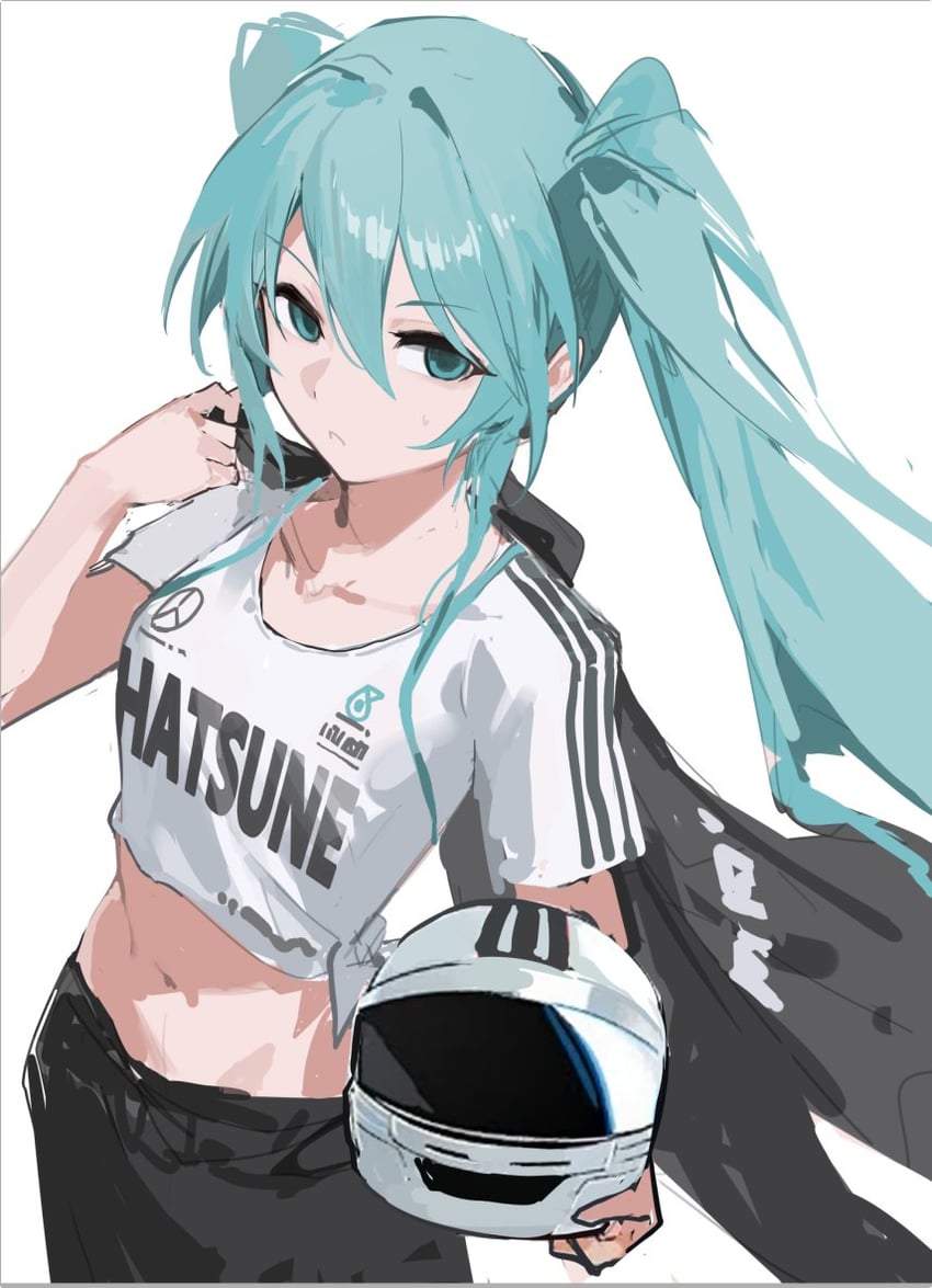 VOCALOID、初音未来 1名女孩 水色瞳 发丝垂在眼睛之间 头盔 长发