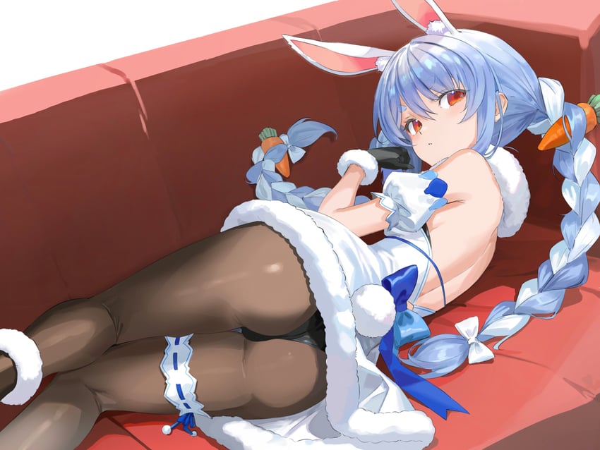 Hololive、兔田佩克拉、兔田佩克拉 (初始服装) 1名女孩 兽耳毛 兽耳 护踝袜带 屁股